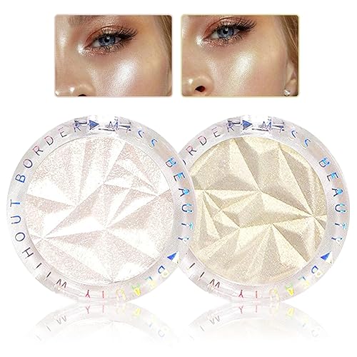 ZHISHUDL Paleta de iluminadores de maquillaje para rostro y cuerpo, 2 unidades, iluminadores de maquillaje brillante, paleta de resaltadores de