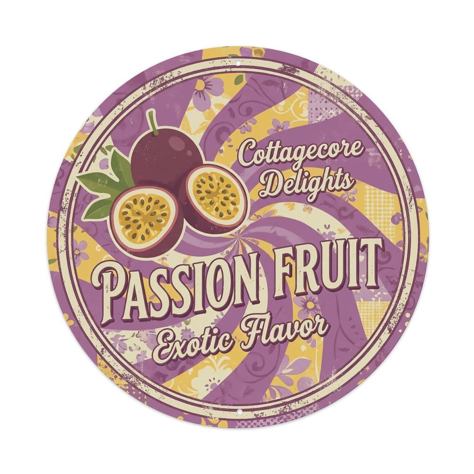 Cxhjca 8X8inch(20X20cm) Vintage Cottagecore Garden Passion Fruit Exotic Metal Tin Sign