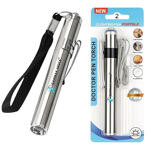 Darmax India Doctor Pen Torch – Bright LED Pocket Torch for Doctors, Nurses & Medical Students – Lightweight Moon Torch for Clinical Use (Silver)