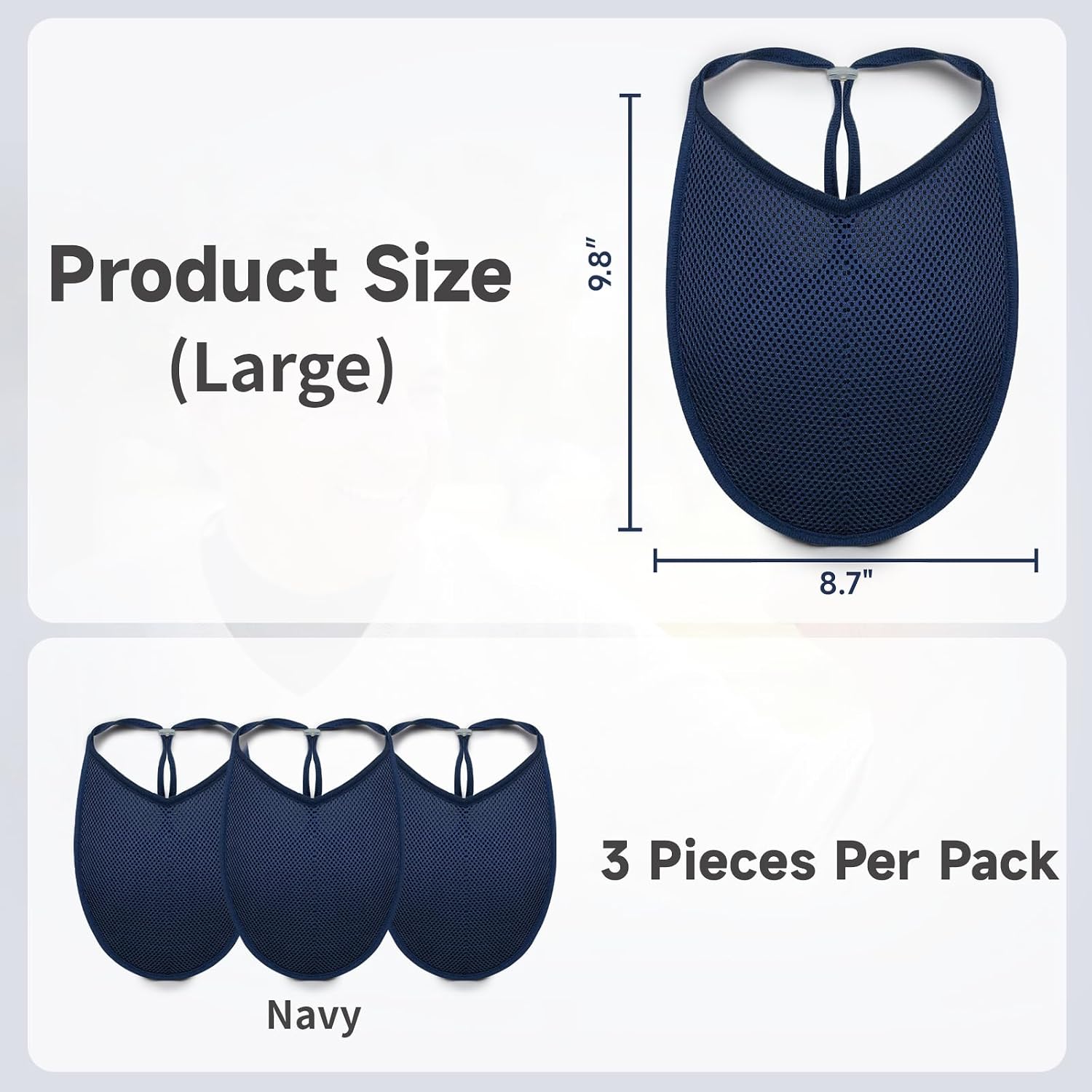 Tracheostomy Neck Stoma Cover, Breathable Adjustable 3D Sandwich Mesh Stoma Protector for Tracheostomy & Laryngectomy, Washable and Reusable (Navy-3Pcs, Large)