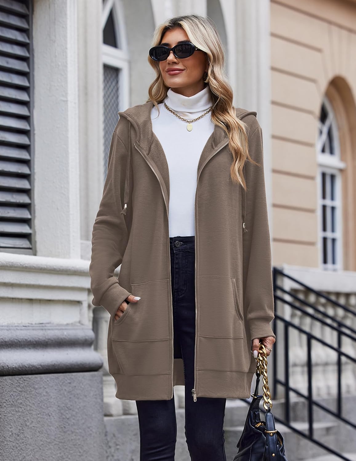 Zeagoo Women's Zip Up Hoodies Long Tunic Sweatshirts Oversized Fleece Casual Long Sleeve 2026 Fall Hoodie Jacket Coat - Image 6