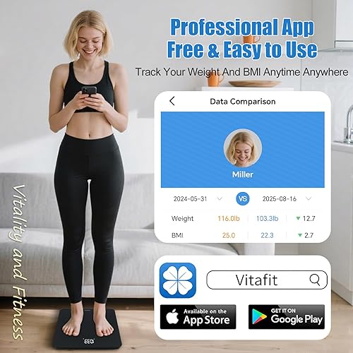 Miniatura 2 de Vitafit Smart Digital Bathroom Scale for Body Weight, High Precision Assured by Weight Scale Professional Factory Since 2001, BMI with App, 400lb in