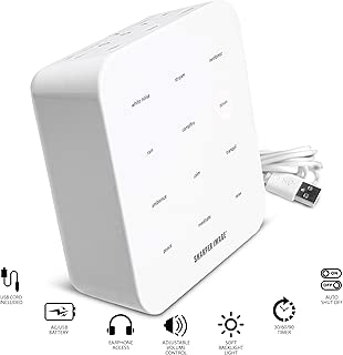 SHARPER IMAGE Ultimate Sleep White Noise Sound Machine for Adults and Baby, Portable Relaxing Music and Nature Sounds Therapy, Aids Sleeping, Stress and Anxiety Relief [New 2019 USB Version]