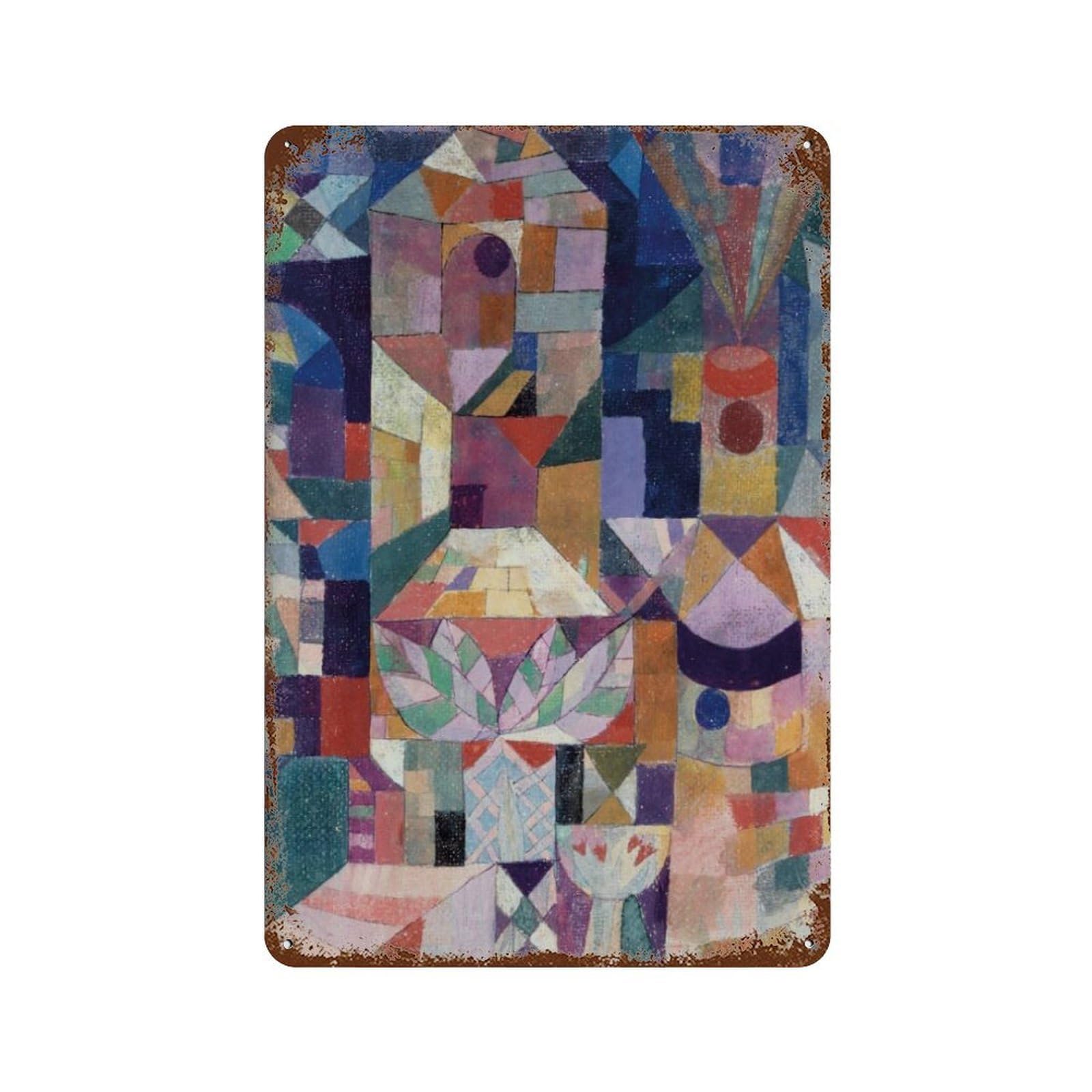 xiaoxiaoshen Paul Klee Burggen Vintage Colorful Abstract Wall Decor Art Metal Tin Poster Modern Home Decor Art Home Bar Shop Decorations Vintage Sign 30x20cm