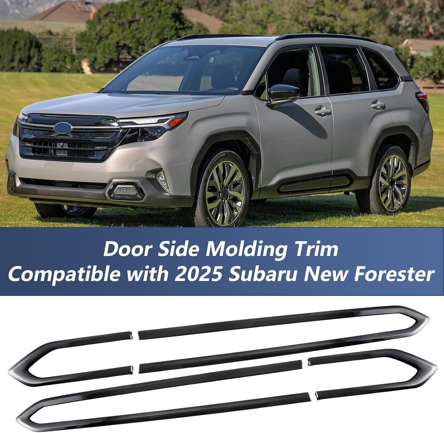 4 PCS Door Side Molding Trim Compatible with 2025 Subaru New Forester Body Side Door Molding Cover (Glossy Black)
