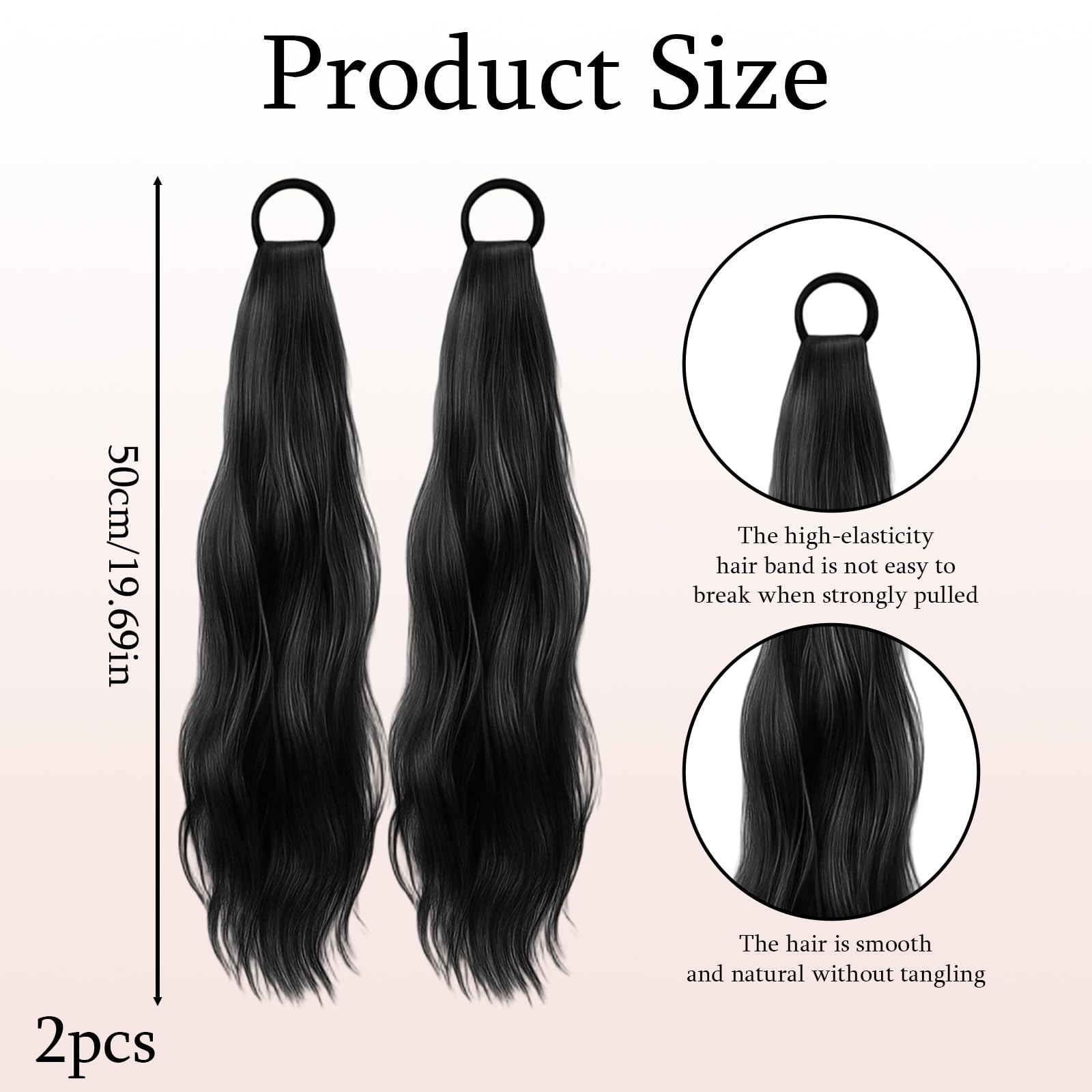 2PCS Ponytail Extension Human Hair, Ponytail Extension - Image 2
