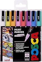 Posca Pens PC-3M Fine Acrylic Felt Tip Coloured Permanent Paint Markers for Adults and Kids. Perfect for Colouring, Fabric, Graffiti, Watercolour, Outline Drawing, Window and Glass Art. 8 Pack