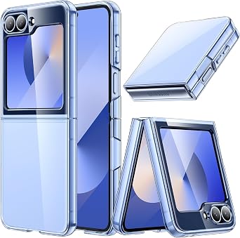 JETech Clear Case for Samsung Galaxy Z Flip 7 FE/Flip 6, Blue