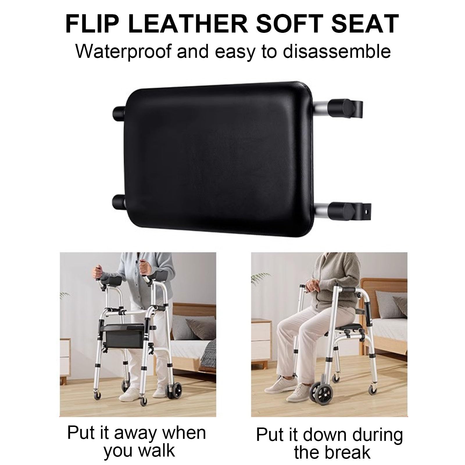 Andador Plegable 2 En 1, Andador Ligero For Personas Mayores Con Asiento Y Pasamanos Extraíbles,Plegable, Adecuado For Entrenamiento De Rehabilitación Y Uso De Personas Mayores