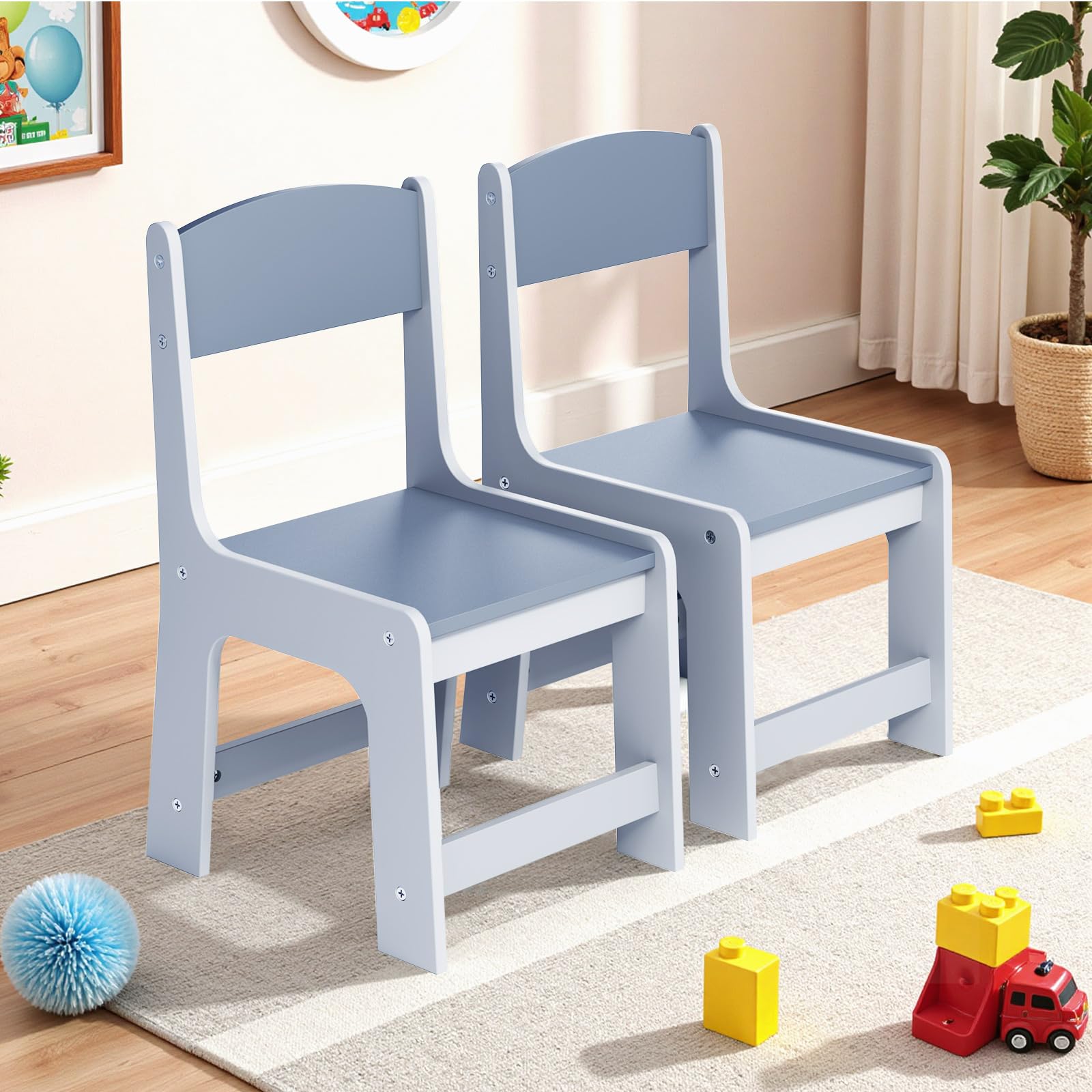 Clevich Lot de 2 chaises pour Enfant 55 x 30 x 28 cm, Chaise de Bureau à partir de 2 Ans, jusqu'à 80 kg, lot avec Repose-Pieds et Dossier incurvé, pour Chambre d'enfant, école, Groupe de sièges