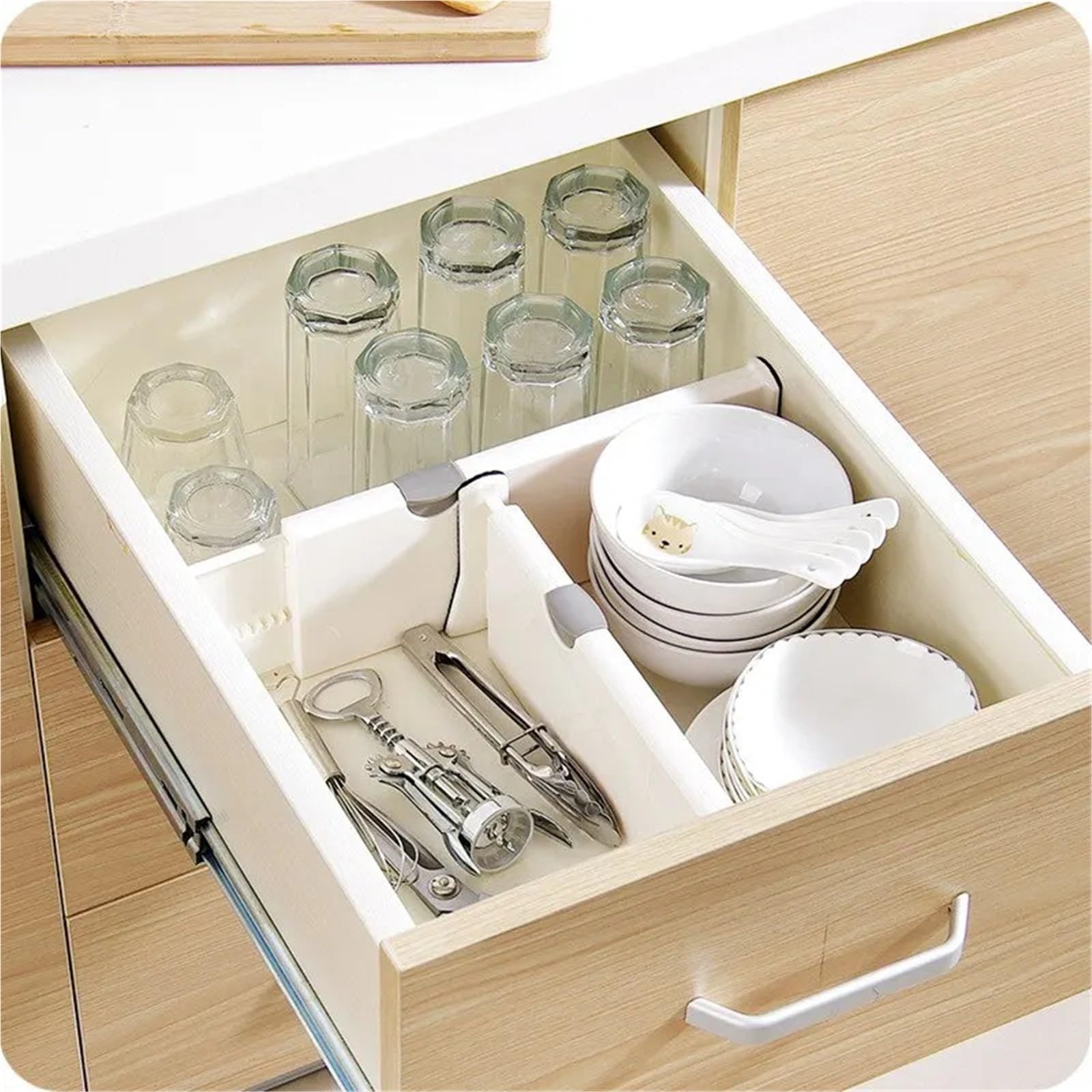 Separatori Per Cassetti Divisorio for cassetti in plastica allungabile regolabile, calzini for armadio addensati, senza punzonatura, cucina, soggiorno