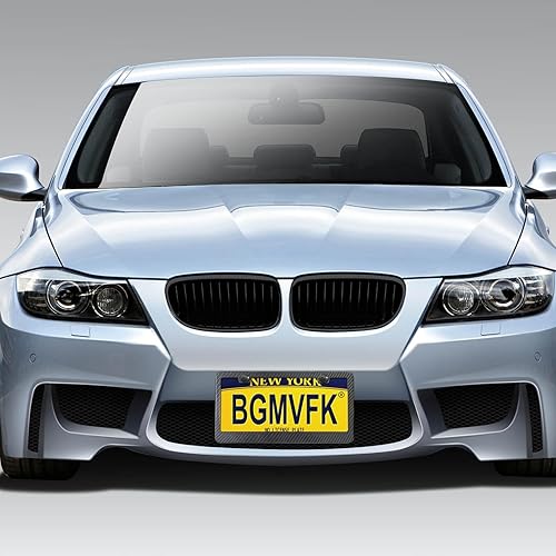 Miniatura 7 de BGMVFK Marco de matrícula de fibra de carbono, cubierta de aluminio negro resistente para placa de automóvil, paquete de 2 unidades a prueba de