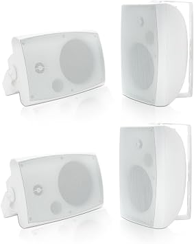Herdio 6.5 Inch 800W Outdoor Bluetooth Speakers Wired Waterproof with Multifunctional Amplifier, Wall Mount Speakers for Patio Home Poolside Deck Backyard2 Pairs,White