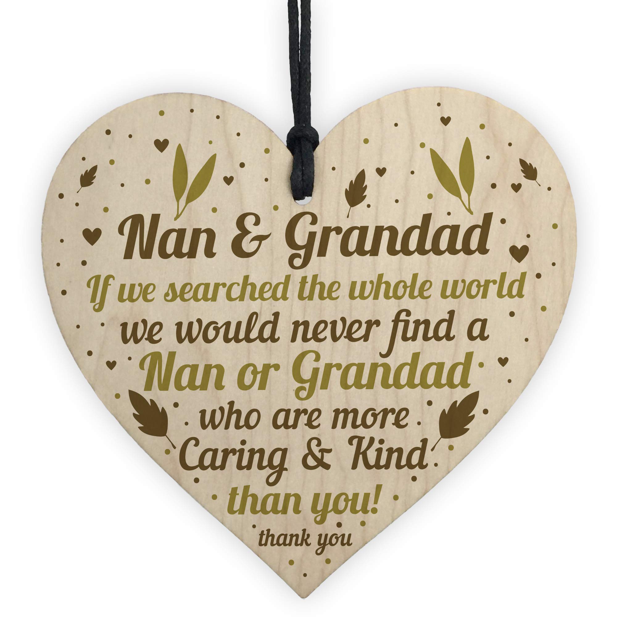 Red Ocean Handmade Grandparent Gift Wooden Heart Nan And Grandad Gifts Thank You Keepsake Sign