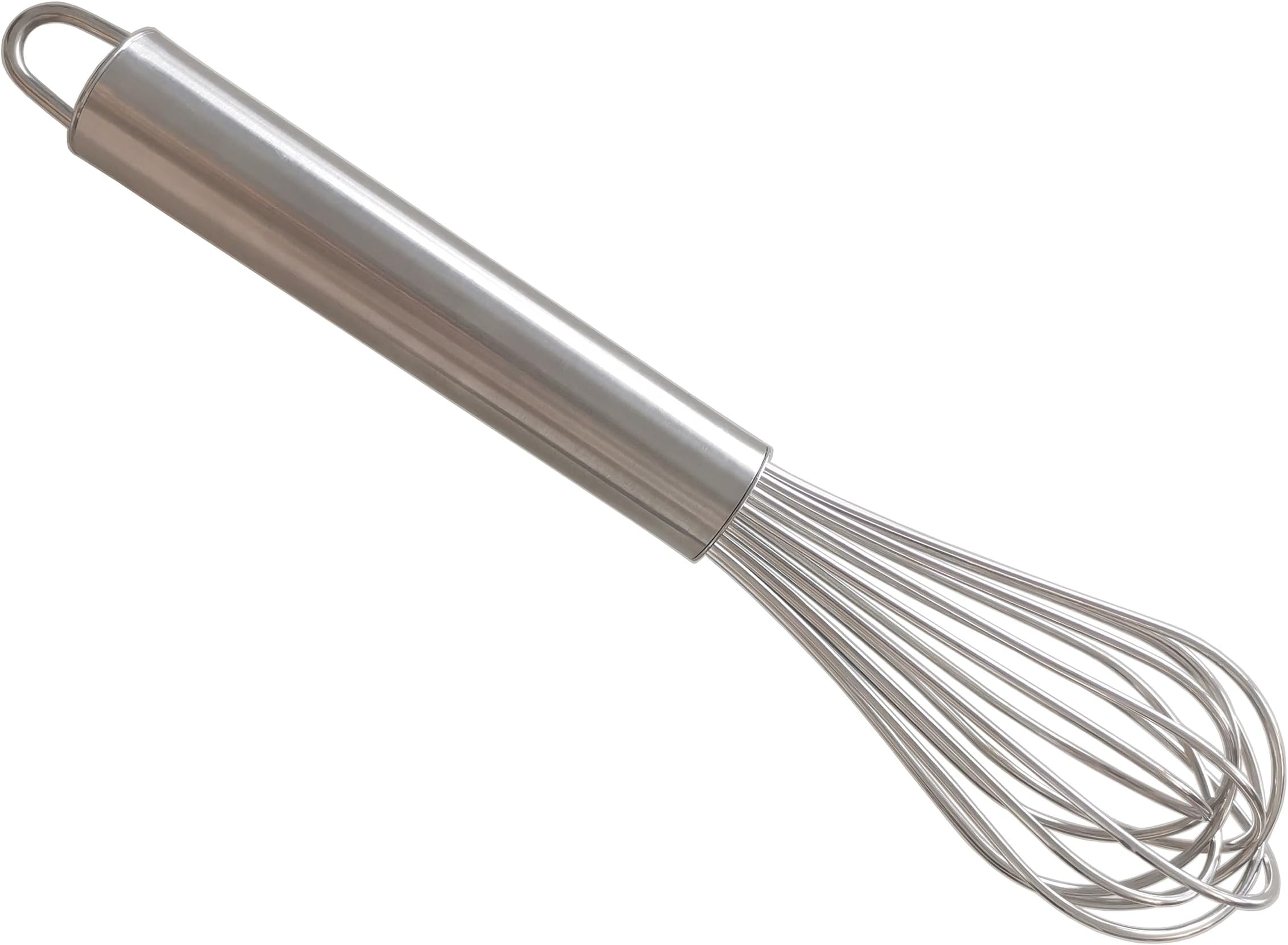 Stainless Steel Wire Balloon Whisk- 8 Sturdy Wires, 10-inch Food Mixer Beater Heavy Duty Hanging Hook