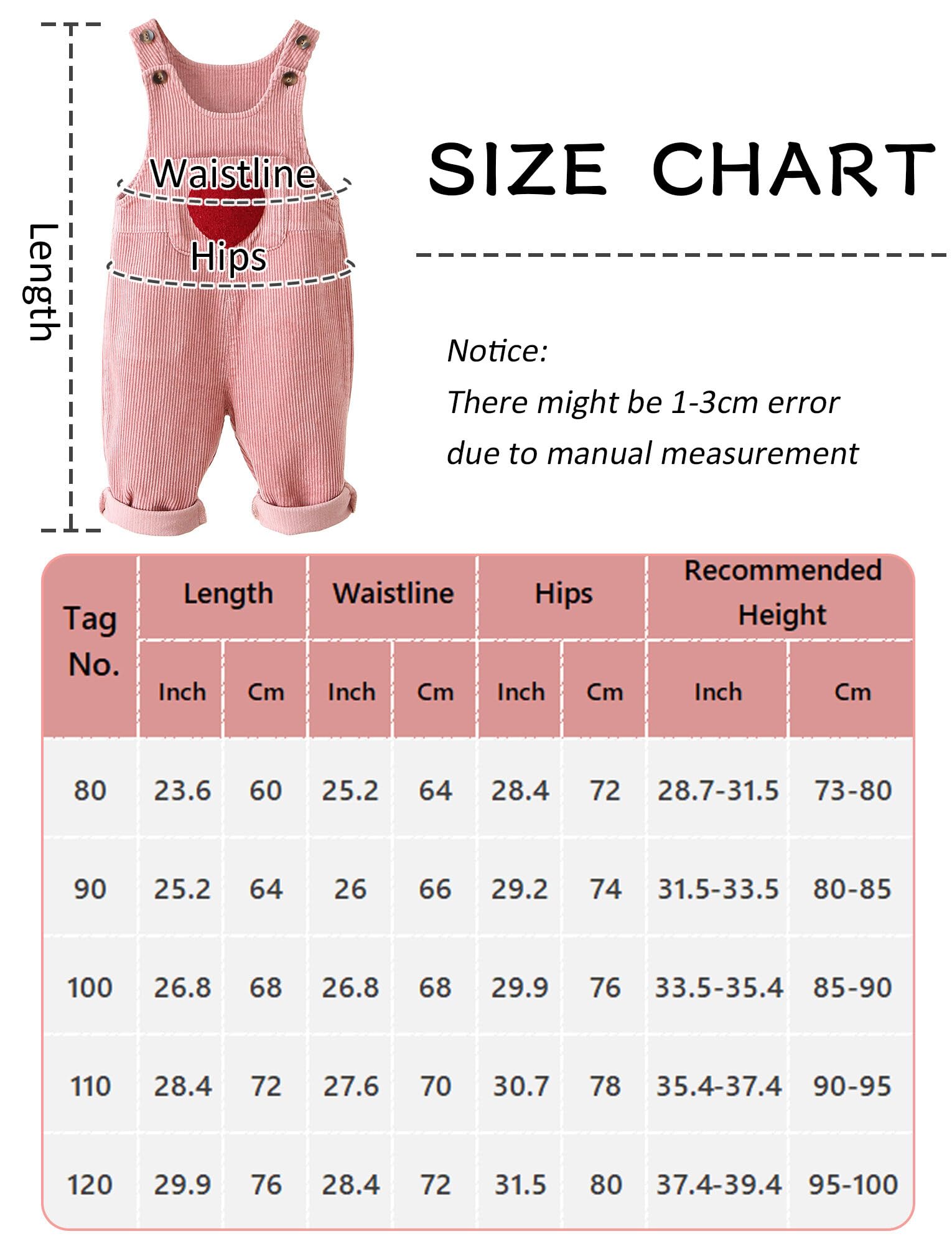 Happy Cherry Salopette Bébé en Velours Côtelé Combinaison Pantalon Tout-petit Garçon Fille Pantalon à Bretelle Décontracté avec Poches Mignonnes
