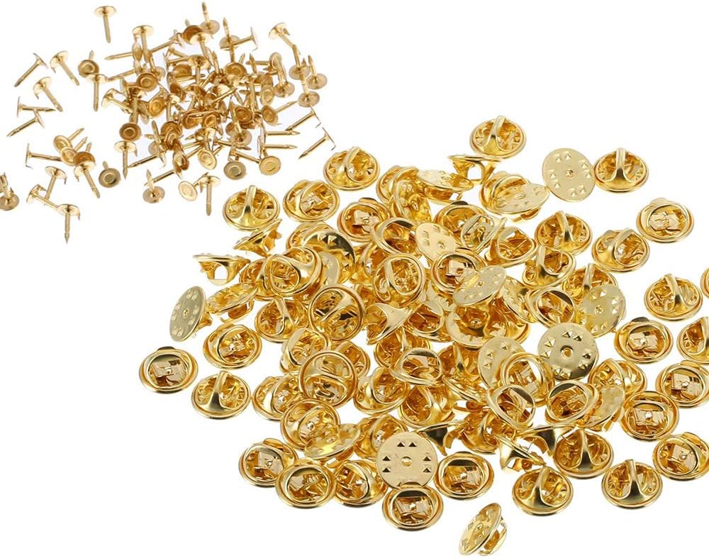 Pin Locks,100 Pieces Metal Locking Pin Keepers Backs Replacement Pin Backs Clasp for Badges Insignia Name Tags Display Books Lanyards Bags Vests Hats Silver+Gold - Image 3