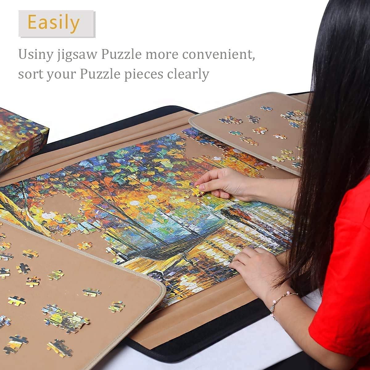 Jigsaw Puzzle Portable Board for Puzzle Storage Puzzle Saver, Non-Slip Flannelette Surface, Up to 1000 Pieces Puzzle