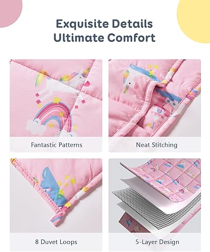 Miniatura 3 de Insugar Manta con peso para niños, manta con peso de 5 libras para niños pequeños, mantas pesadas de unicornio para niños, para dormir bien, regalos