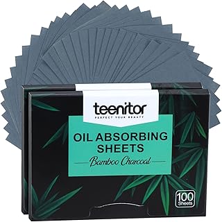 Teenitor Blotting Paper for Oily Skin, 200pcs Bamboo Charcoal Oil Control Blotting Sheets for Face, Oil Absorbing Sheets Skin Blotting Paper Face, Oil Control Film Sheets Paper, Large 7cm x 10cm