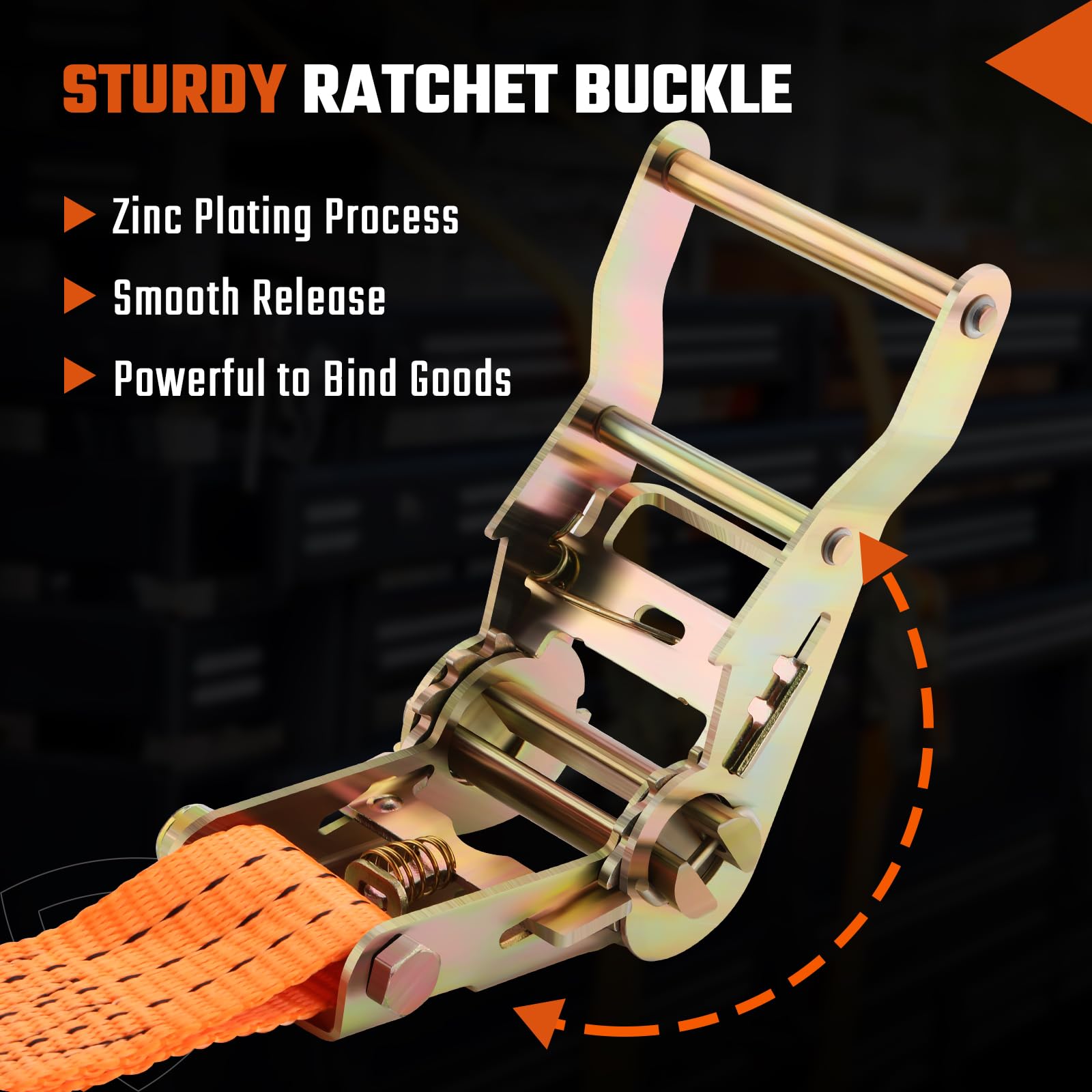 GEARCELL Tie Down Ratchet Straps Heavy Duty, 6M Long, 35mm Wide, Endless Cam Buckle Ratchet Straps 2000kg Load Capacity - Image 4
