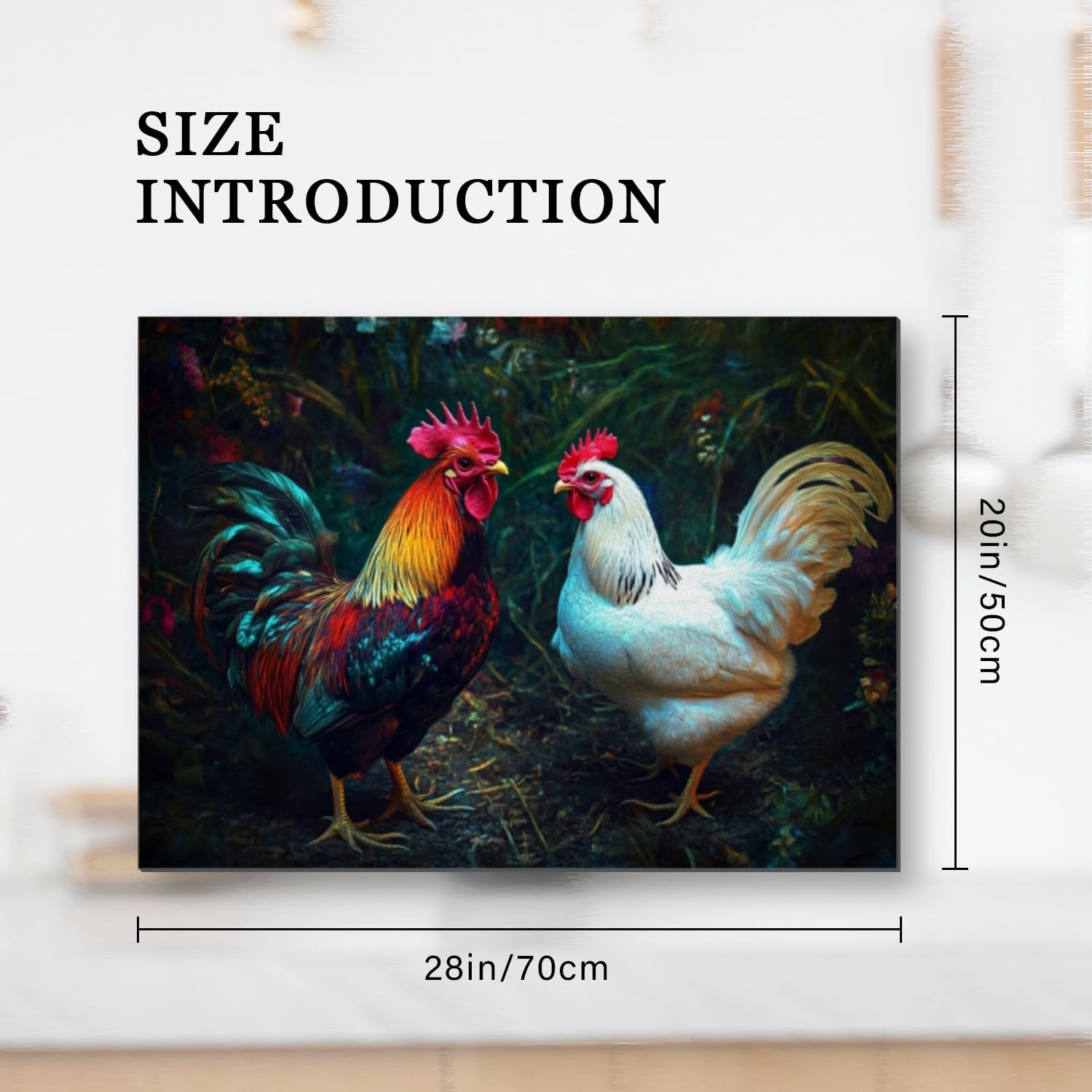 Stove Top Covers For Electric Stove,Rooster And White Hen In The Farmyard Stove Mat For Glass Cooktop Protector,Extra Large Oven Range Top Cover 28X20In