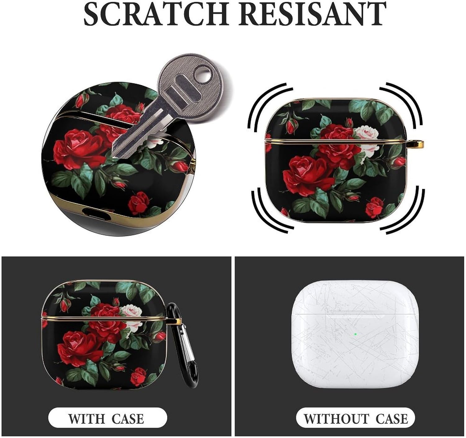 Beautiful Rose Gift Headphone Case Compatible with 3 Case Cover Headphone Organizer for 3rd Generation Case Supports Wireless Charging, Shock Resistant image 4