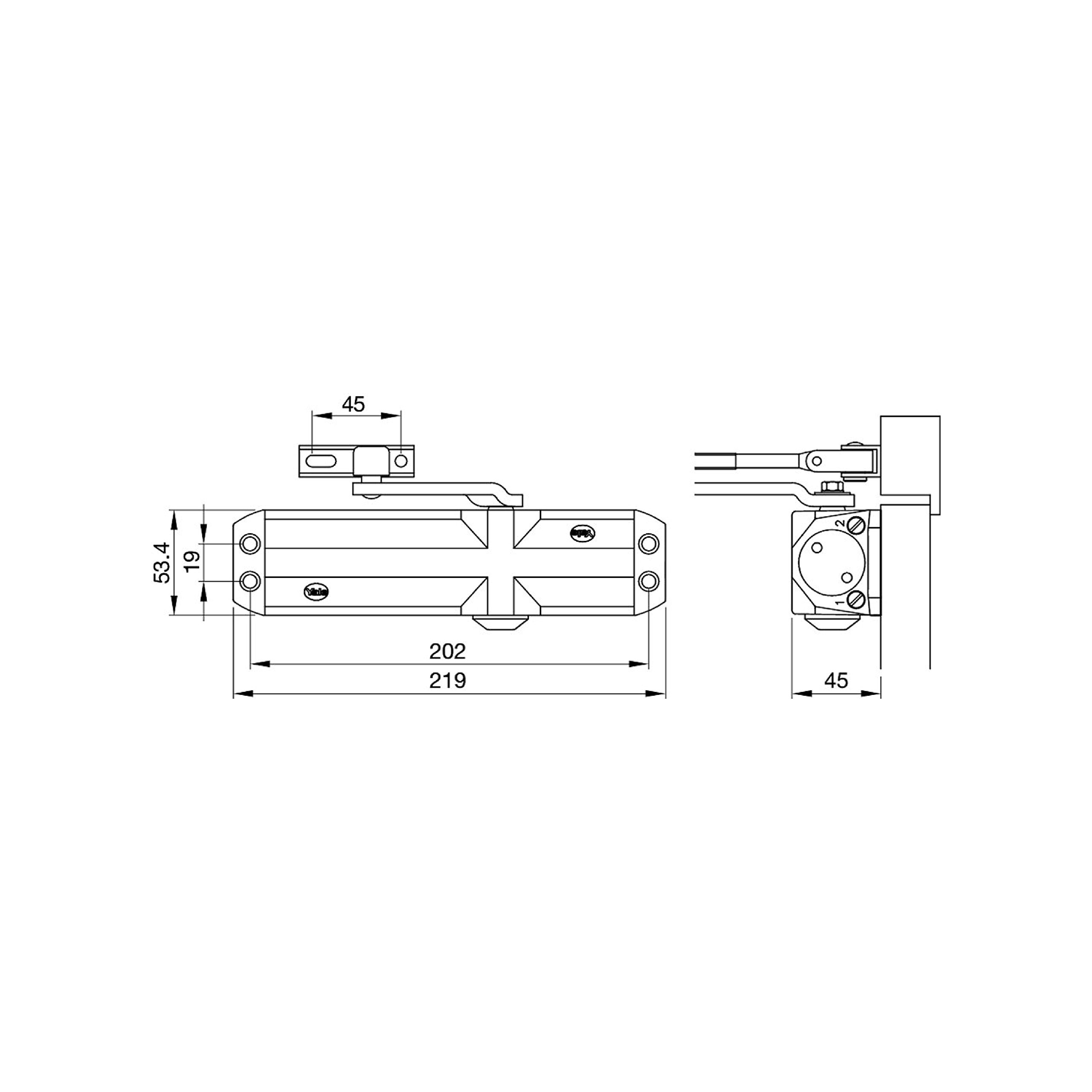 YALE Ferme porte Viscostabil 81No.5 force 3 pour portes standard et