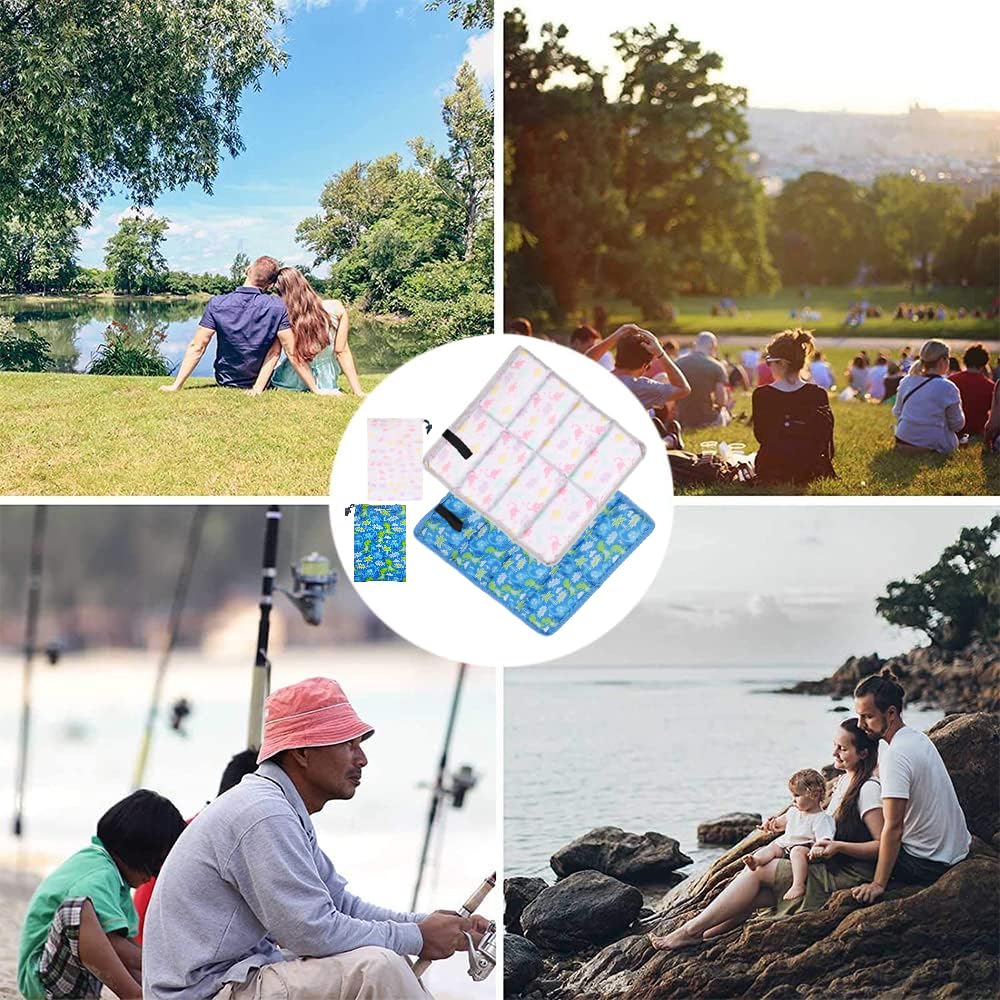 Anyingkai 2 Stück Sitzkissen Outdoor Faltbar, Sitzunterlage Outdoor Kinder, Sitzkissen Wandern Wasserdicht mit 2 Aufbewahrungstasche, Für Spielplatz Camping Wandern Picknick