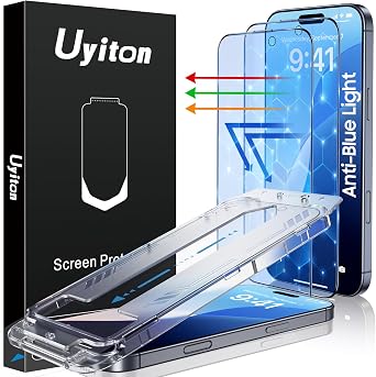Uyiton Compatible with iPhone 16 Pro Max Screen Protector Anti-Blue Light - Shatterproof Full Coverage [Case Friendly] 9H Tempered Glass Screen Protector for iPhone 16 Pro Max, 2 Pack