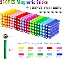 Vista 3 de Juego de 312 piezas de varillas magnéticas de construcción, juguetes educativos magnéticos, juguetes de apilamiento magnético STEM, juguete