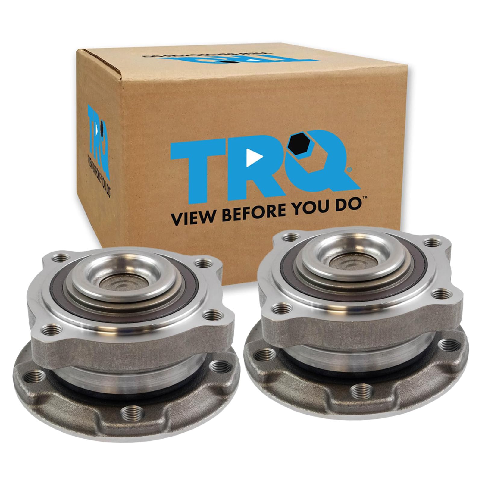 TRQ 2 Piece Front Passenger Side Wheel Bearing &amp; Hub Assembly Set with ABS