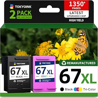 TOKYOINK 67XL Ink Cartridge Remanufactured Replacement for HP Ink 67 HP67XL | Work for DeskJet 2755e 2700 2855e 2800 2800e 2827e 2752 4155e 4255e 4100 4227e Envy 6455e Printer 2-Pack Black Tri-Color