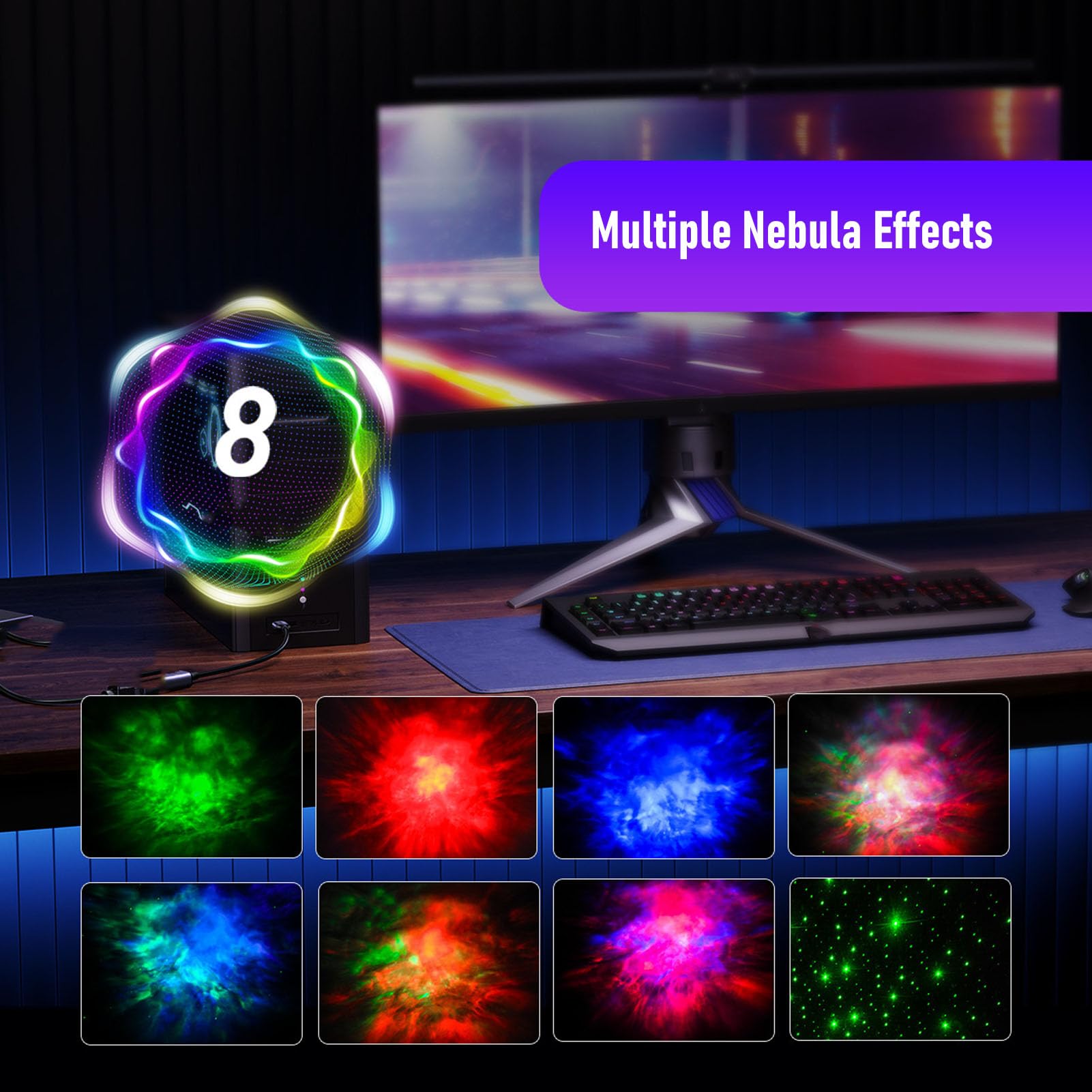Luocute Proiettore Spaziale, Luce Notturna Regolabile luminosità e | 7 modalità Colore Sfumate, Telecomando, Basso Consumo, Luce Notturna