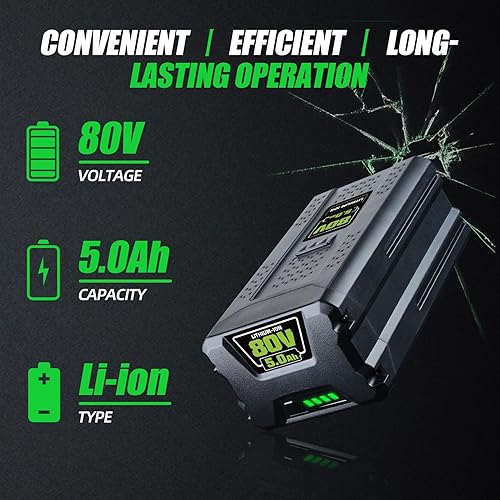 Miniatura 2 de FERRYBOAT 1 paquete de 80 V 5.0 Ah GBA80200 repuesto para batería Greenworks de 80 V GBA80200 GBA80250 GBA80500 GBA80400 compatible con herramientas