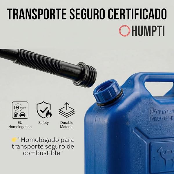 Humpti Garrafa Gasolina 20L Homologada Pack de 6 - Bidón Combustible Plástico con Visor de Nivel - Bidones para Gasolina y Gasoil Homologados 120 Litros - 4