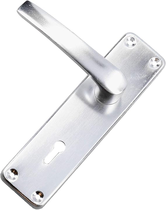 Aluminium Lever Lock Door Handle Handles Set With Spindle + Fixings