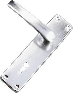 Aluminium Lever Lock Door Handle Handles Set With Spindle + Fixings