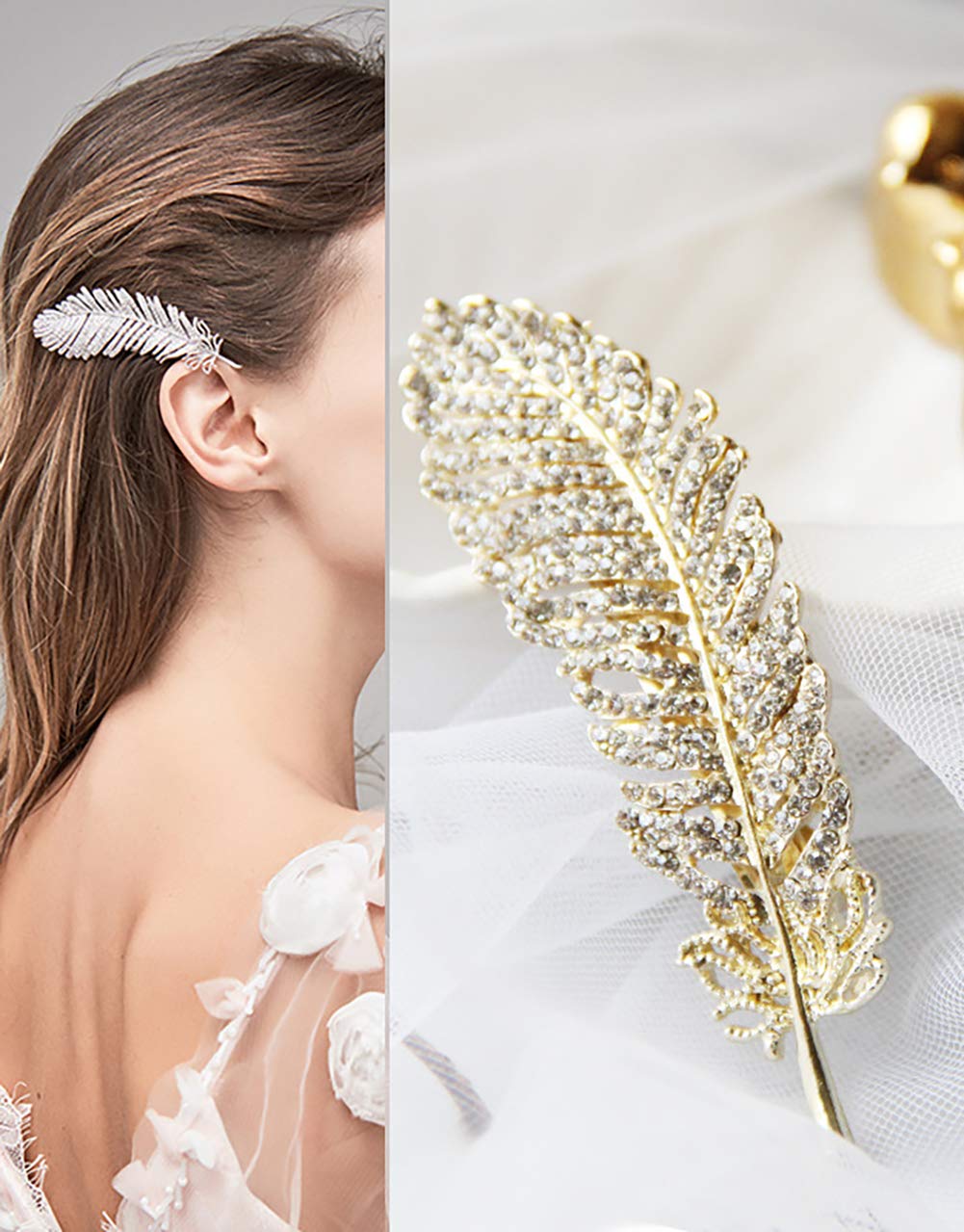 Vintage Hair Clips With Crystals & Feathers Amazon.com : Aimimier 1920s Flapper Peacock Feather Hair  main image 4
