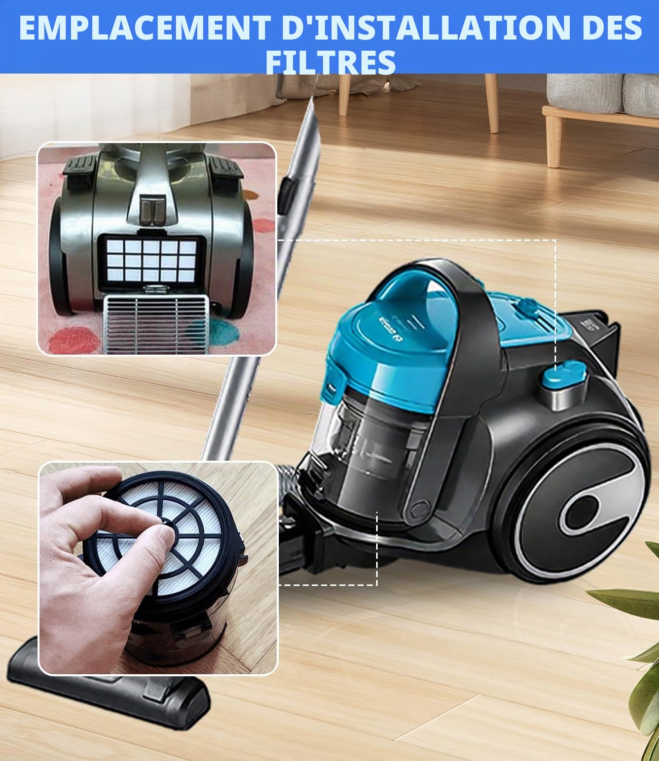 Filtre pour Bosch BBZ152EF Serie 2 Aspirateur BGC05A220A, BGC05A320, BGC05A322, BGC05AAA1, BGS05A221, BGS05A222, BGS05AAA2, BGS05A220 - Pièces de Rechange pour Aspirateur Amazon Basics VCS35B15KC-70