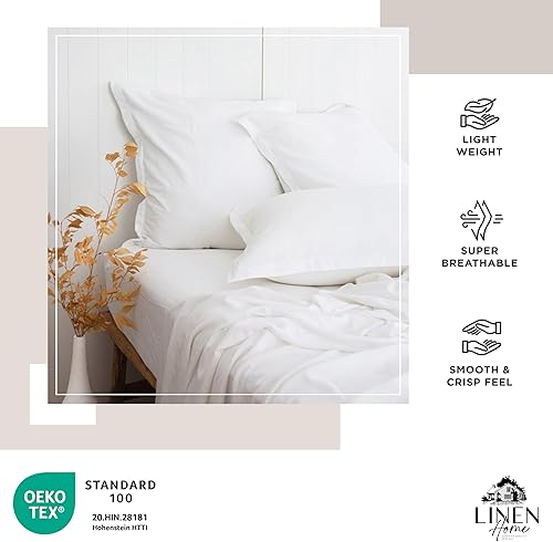 Miniatura 4 de Linen Home Juego de sábanas ajustadas de percal 100% algodón, tamaño individual, Turquesa suave, bolsillo profundo, 2 piezas - 1 sábana ajustada de