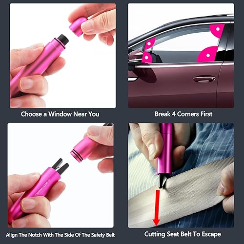 Miniatura 7 de Martillo de seguridad para automóvil, cortador de cinturón de seguridad, herramienta de escape de emergencia multifunción para automóvil, artefacto