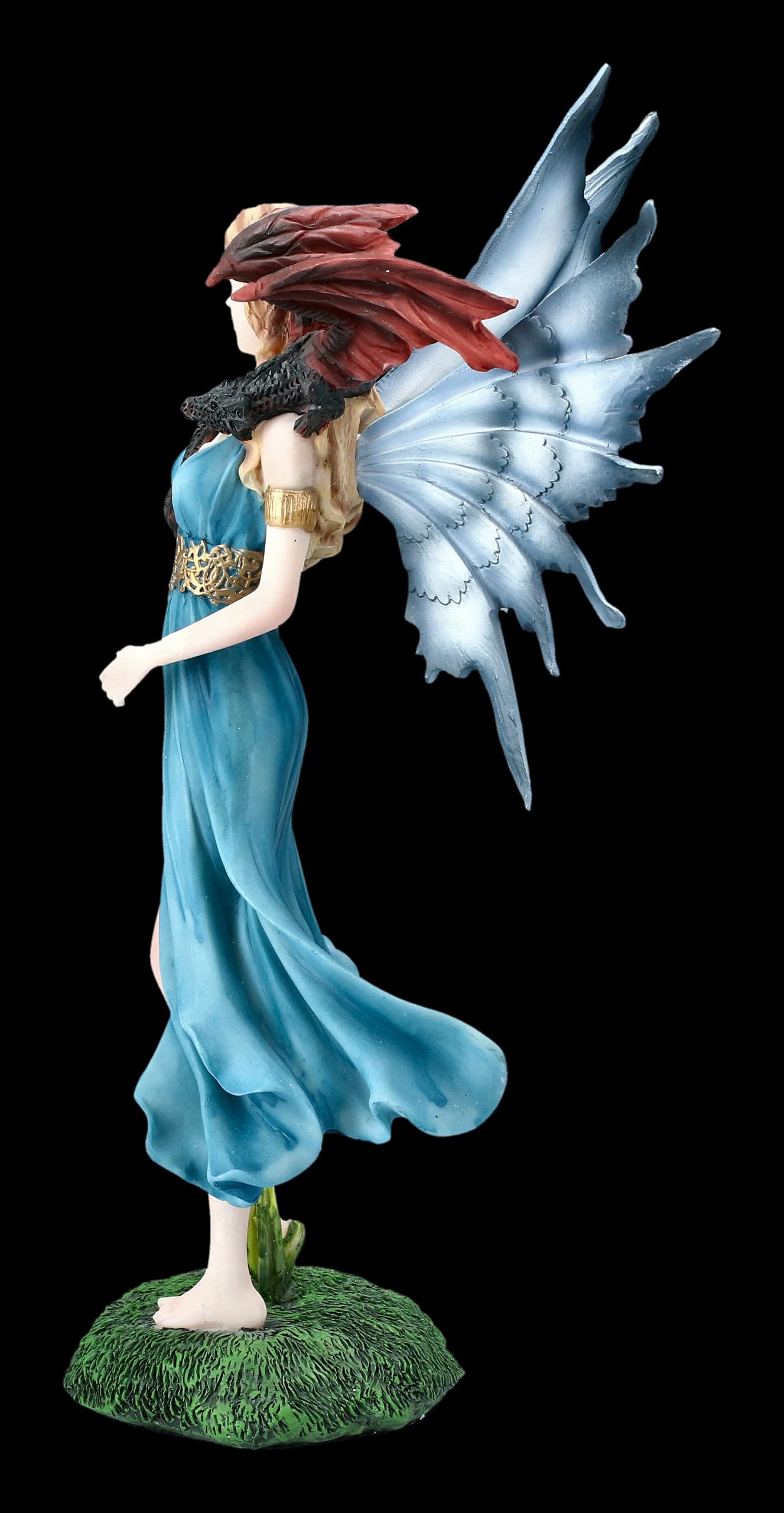 Figurine elfe - Kalia avec dragon sur épaule | Fantasy Statue Fairy