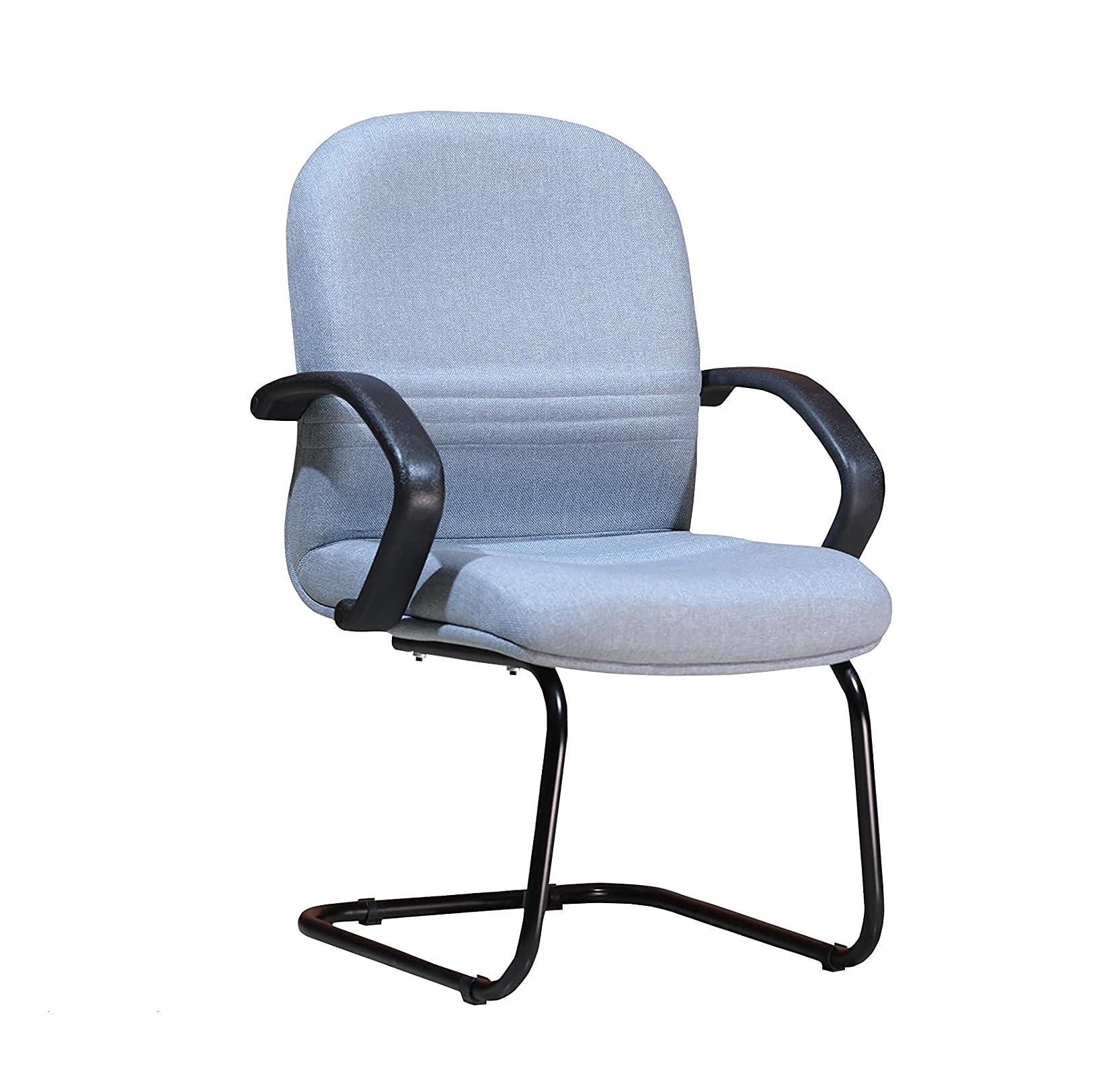 Napoli Executive Visitor Chair With Armrest & Back Cushion - Cloudy Blue Color, No Wheel, For Office Reception, Meetings, Showroom, Home Function