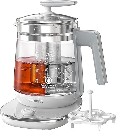 Hervidor eléctrico, 1,5 L, vidrio borosilicato, hervidor de agua caliente eléctrico y tetera para café o té, sin BPA, apagado automático, acero