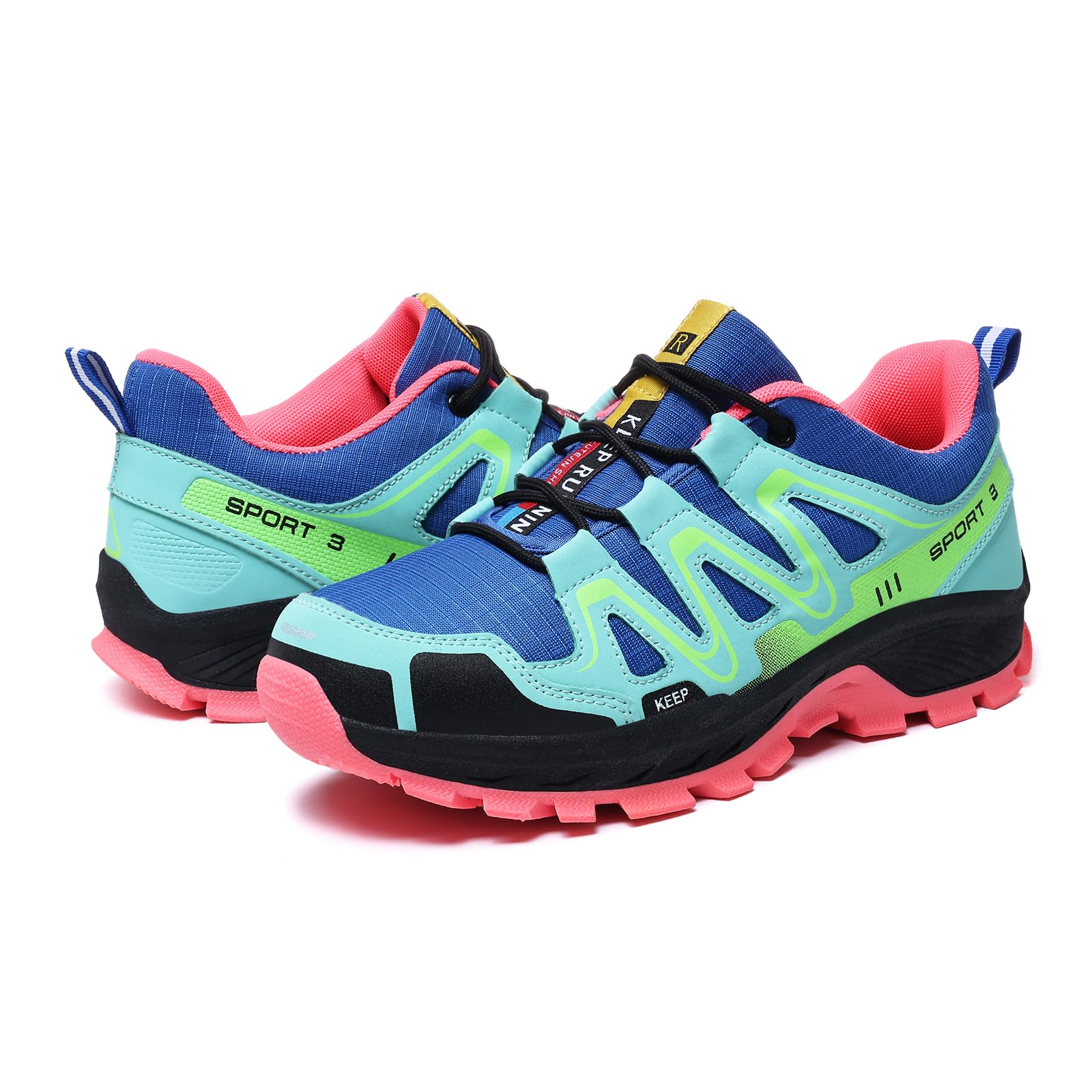 TWFASHOES Waterproof Hiking Shoes Women Comfortable Lightweight Non-Slip Trekking Boots Fashion Walking Shoes for Women Tennis Outdoor Sneakers Blue Green