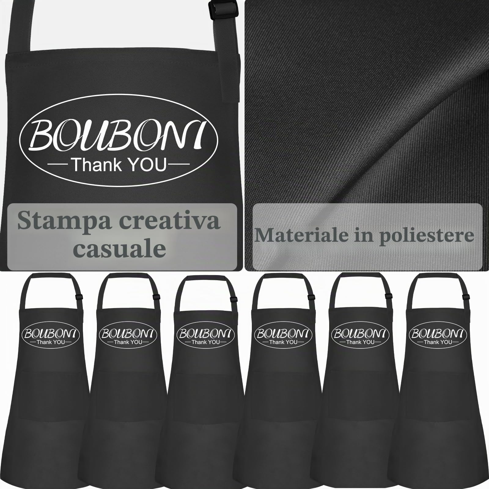 BOUBONI Grembiule per bambini, con 2 tasche, regolabile, da chef, per pittura, cucina, pasticceria, pittura e artigianato