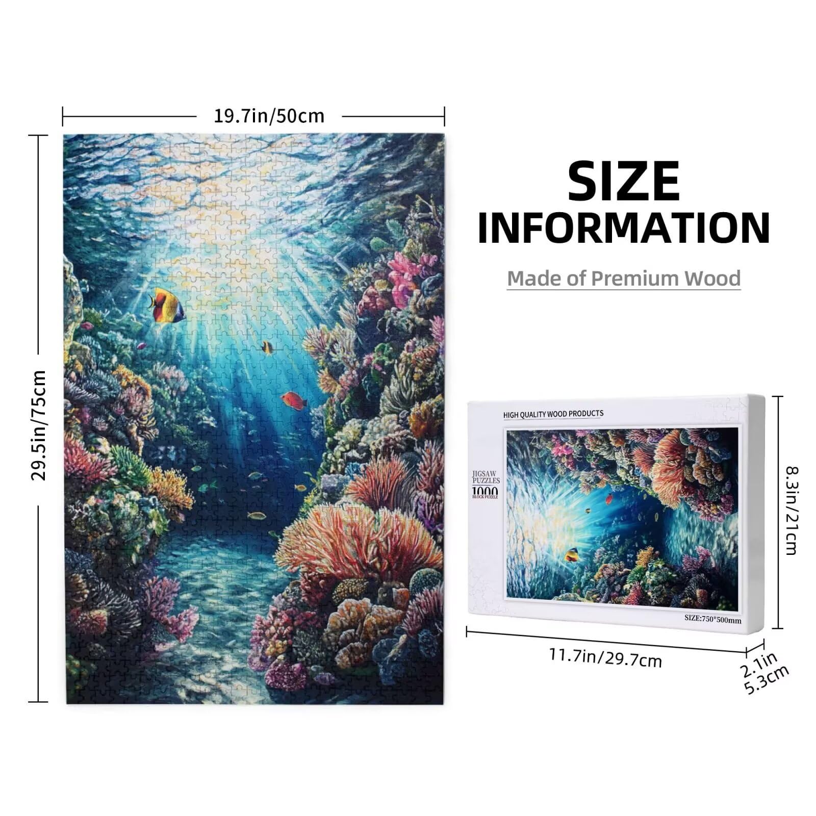 Océan Puzzle Corail 3000 Pièces Adultes, DIY Puzzles Classiques Art avec Boîte d'emballage et Photos de Référence, Relaxation/Soulagement du Stress/Jeux Amusants, Creatif Cadeau pour Femme M-1736