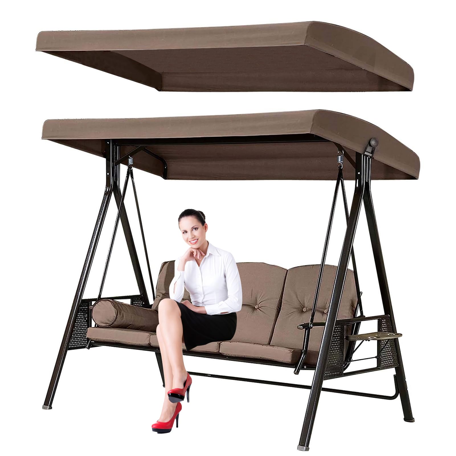 Baldacchino di Ricambio per Dondolo da Giardino per altalene da 2 3 posti,Impermeabile Anti-UV Copertura Superiore Baldacchino per Cortile Parco Balcone