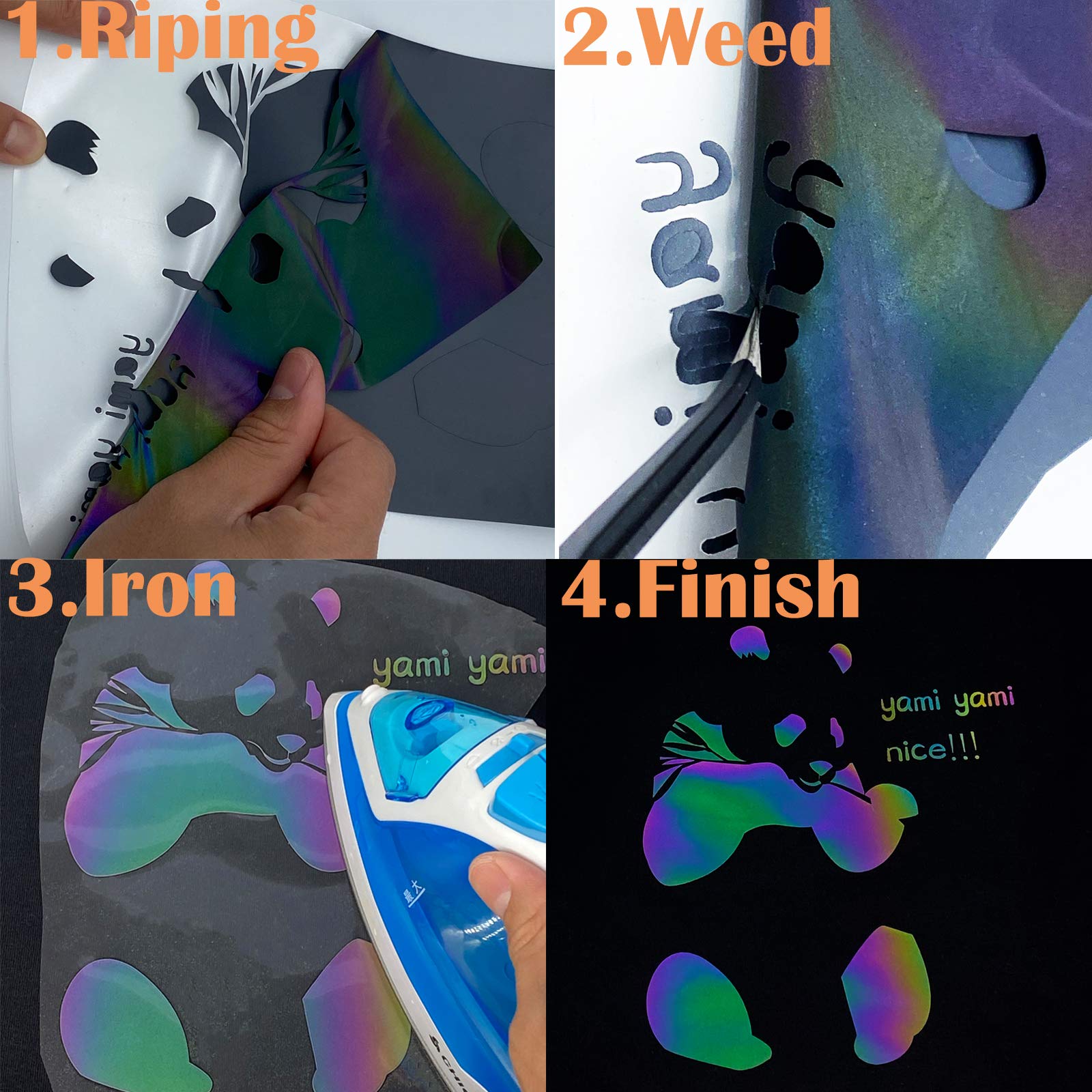 Vinile Trasferimento Di Calore Riflettente Arcobaleno (HTV - Foto 4